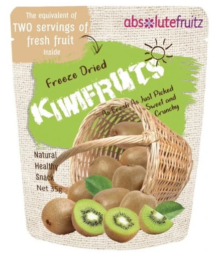 Absolutefruitz Freeze Dried Kiwifruits 35g Front of Pack.
