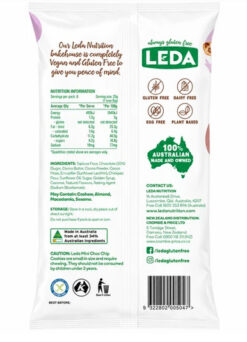 Leda Mini Choc Chip Cookies 6 Pack 150g Back of Pack.