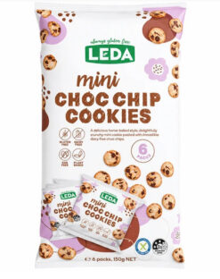 Leda Mini Choc Chip Cookies 6 Pack 150g Front of Pack.