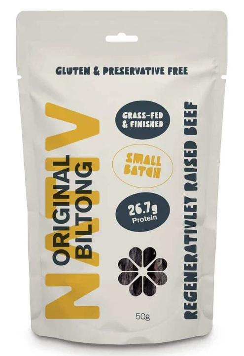 NATIV Foods Biltong Original 50g Front of Pack.
